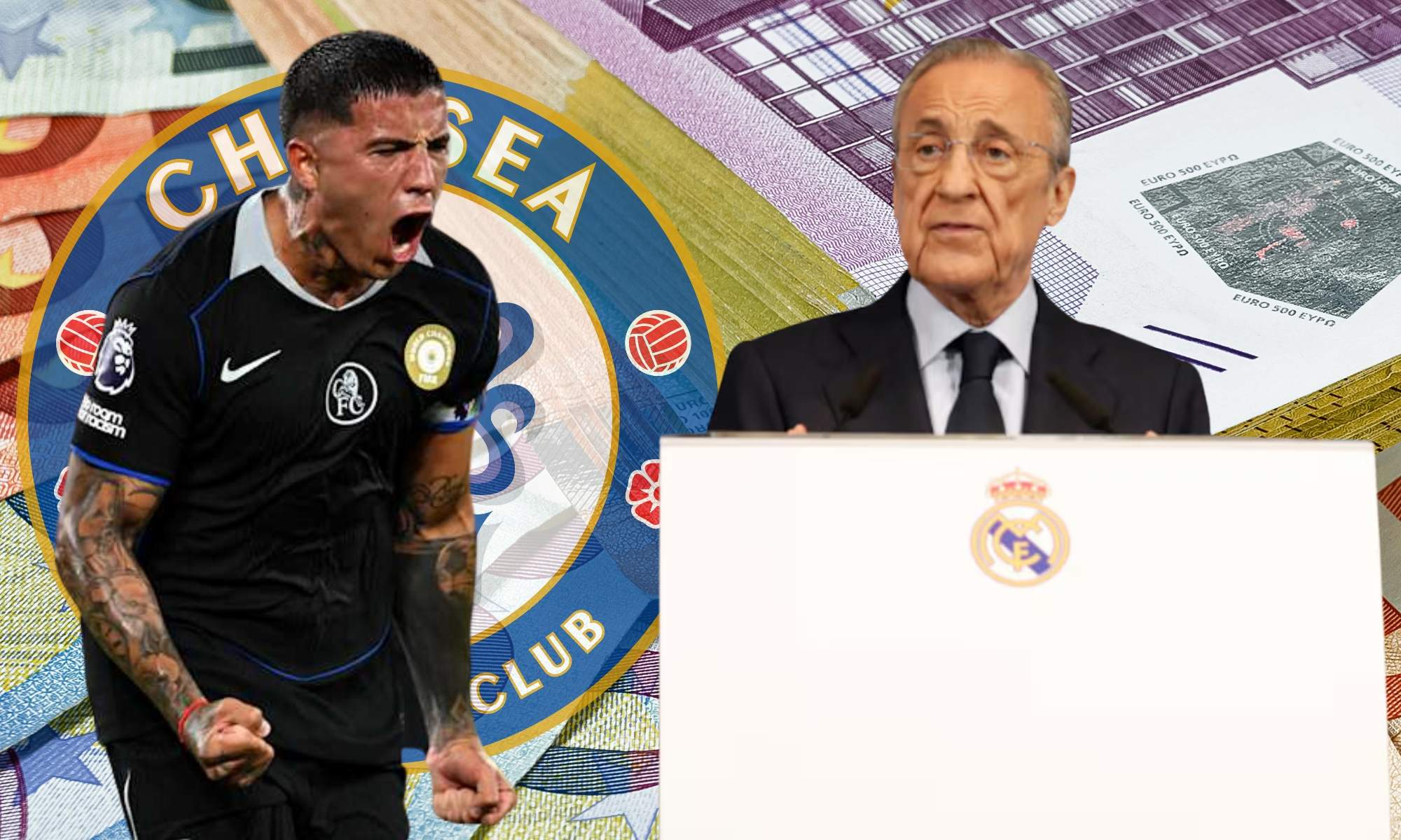 Enzo Fernández y Florentino Pérez
