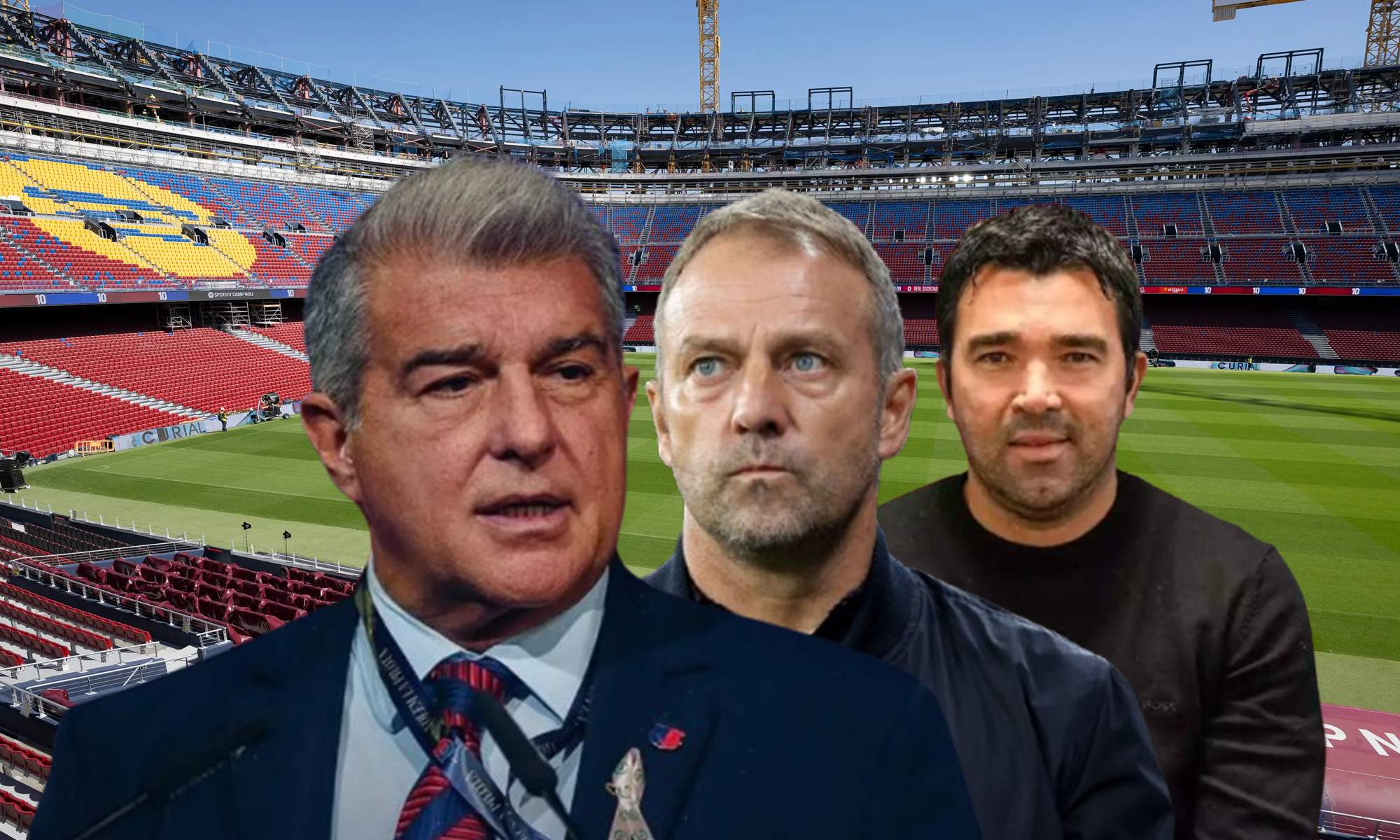 Joan Laporta, Hansi Flick, Deco y el Camp Nou.