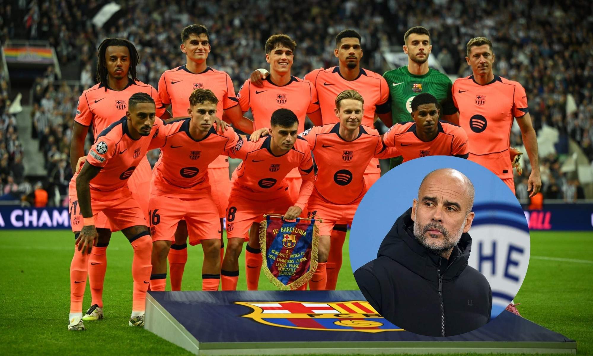 Once del Barça y Guardiola en un partido del City