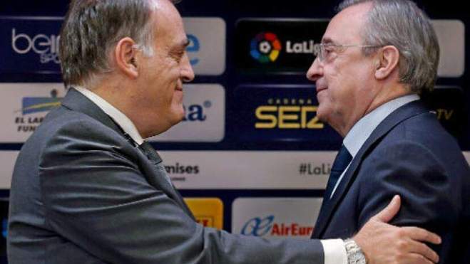 Javier Tebas con Florentino Pérez en una imagen de archivo