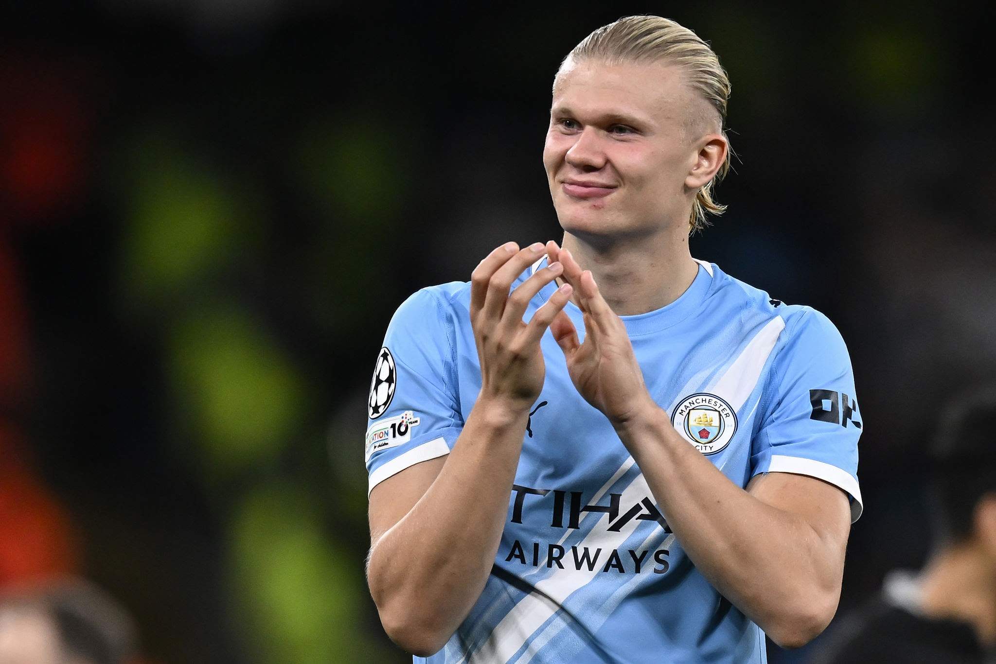 Erling Haaland durante un partido del Manchester City.