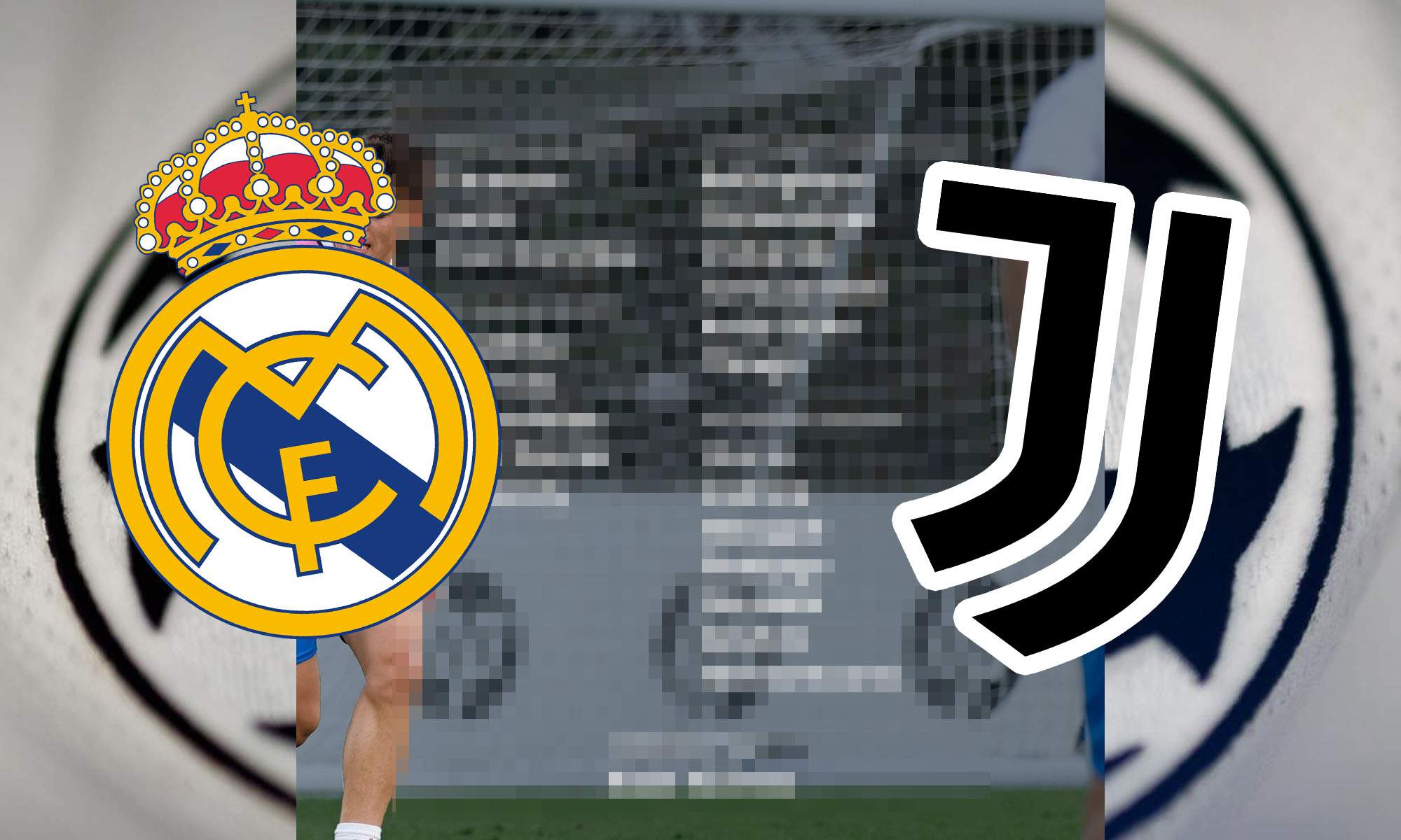 Escudos Real Madrid y Juventus con XI de incognito