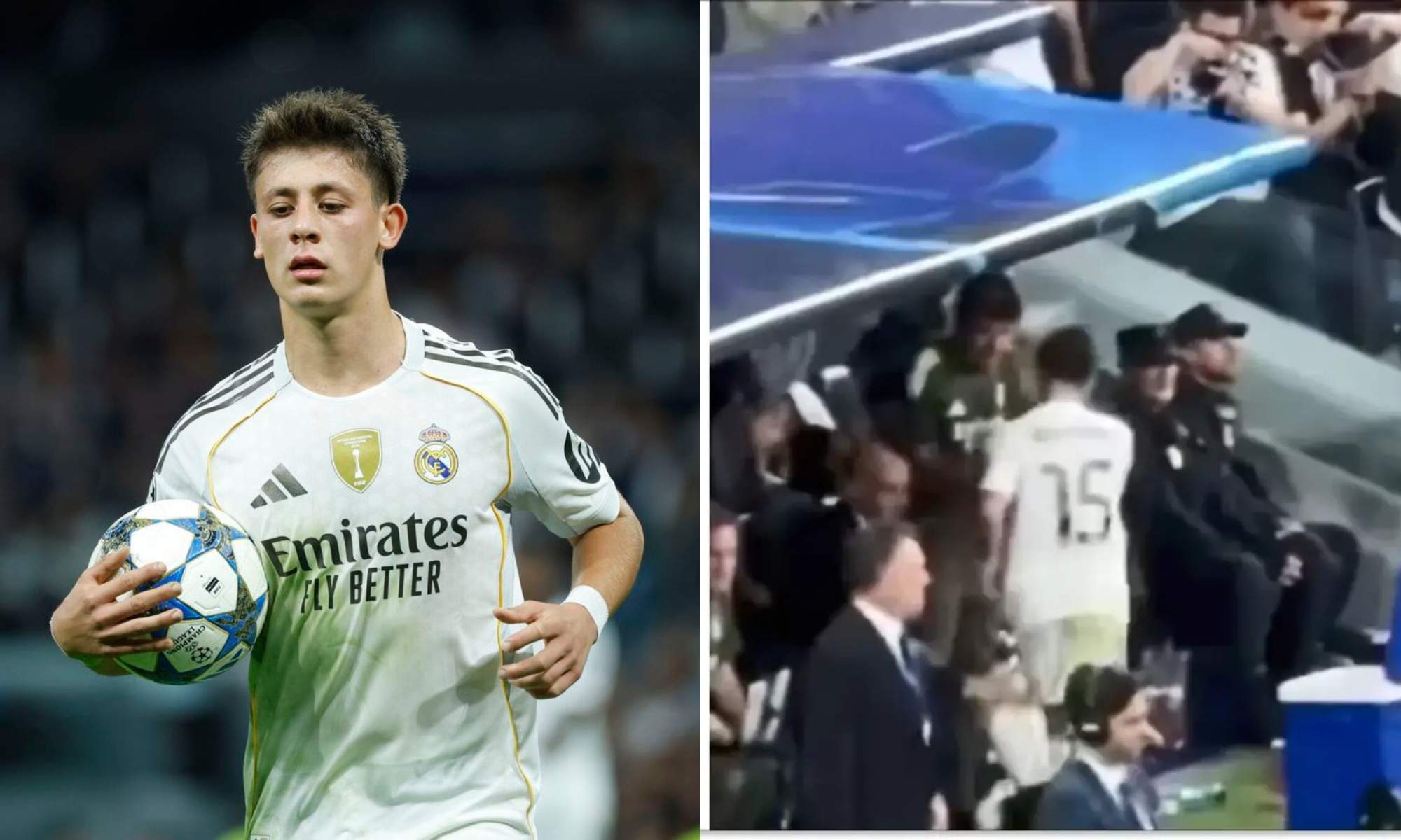 Arda Güler choca al policía Arda Güler choca al policía