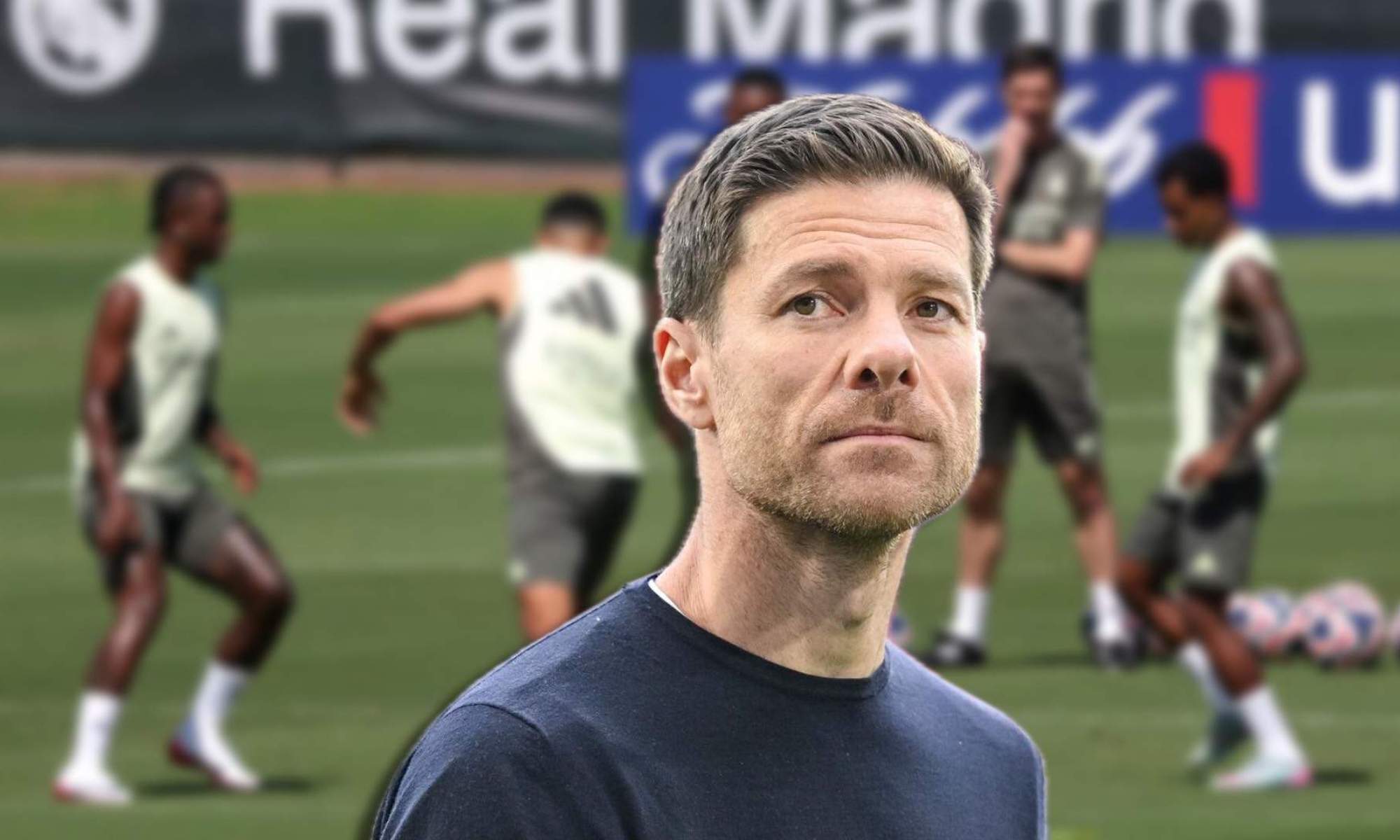 Xabi Alonso con entrenamiento de fondo