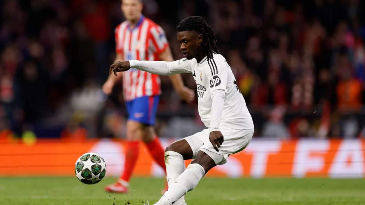 Eduardo Camavinga durante el derbi en el Metropolitano Eduardo Camavinga durante el derbi en el Metropolitano