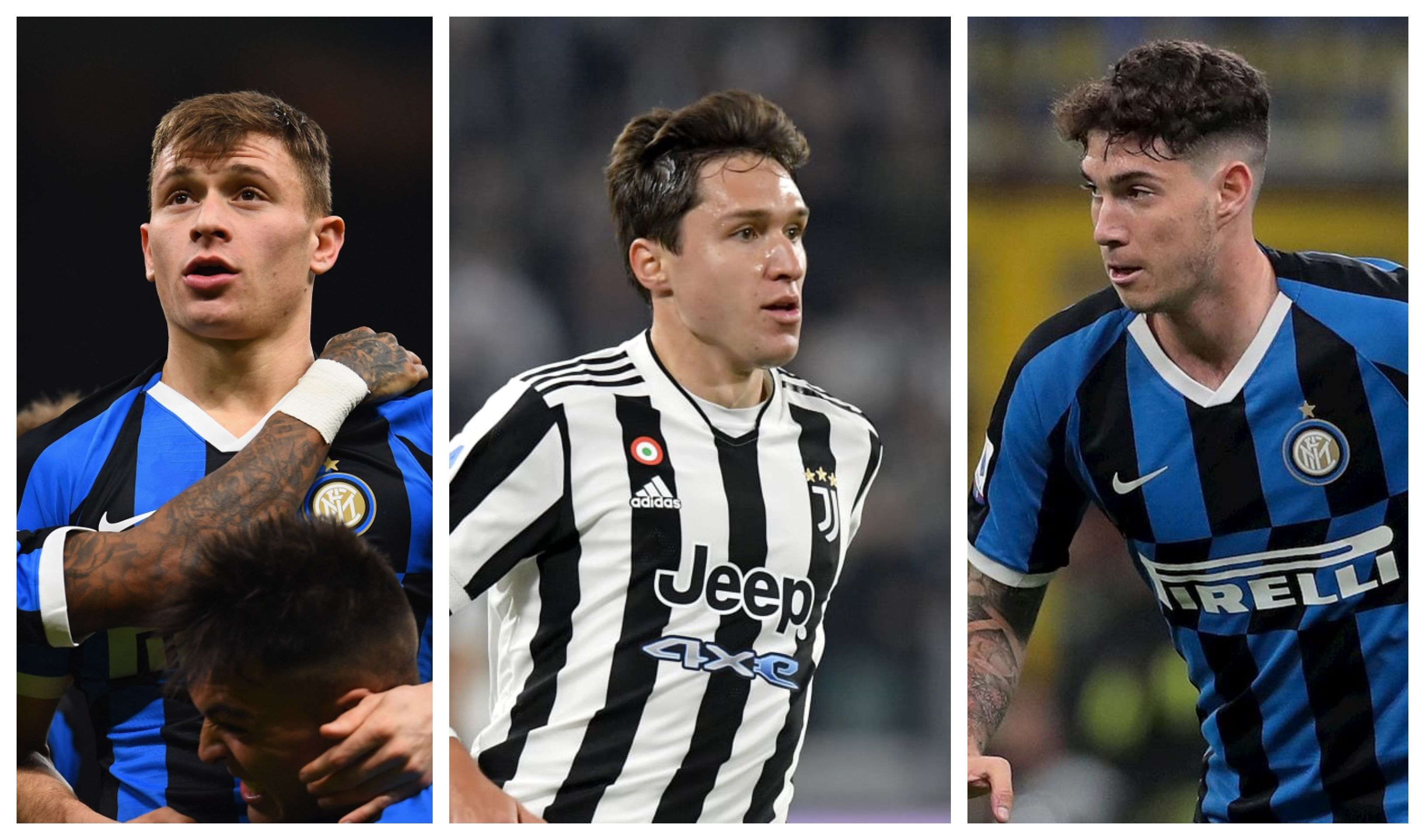 Nicolo Barella, Federico Chiesa y Alessandro Bastoni