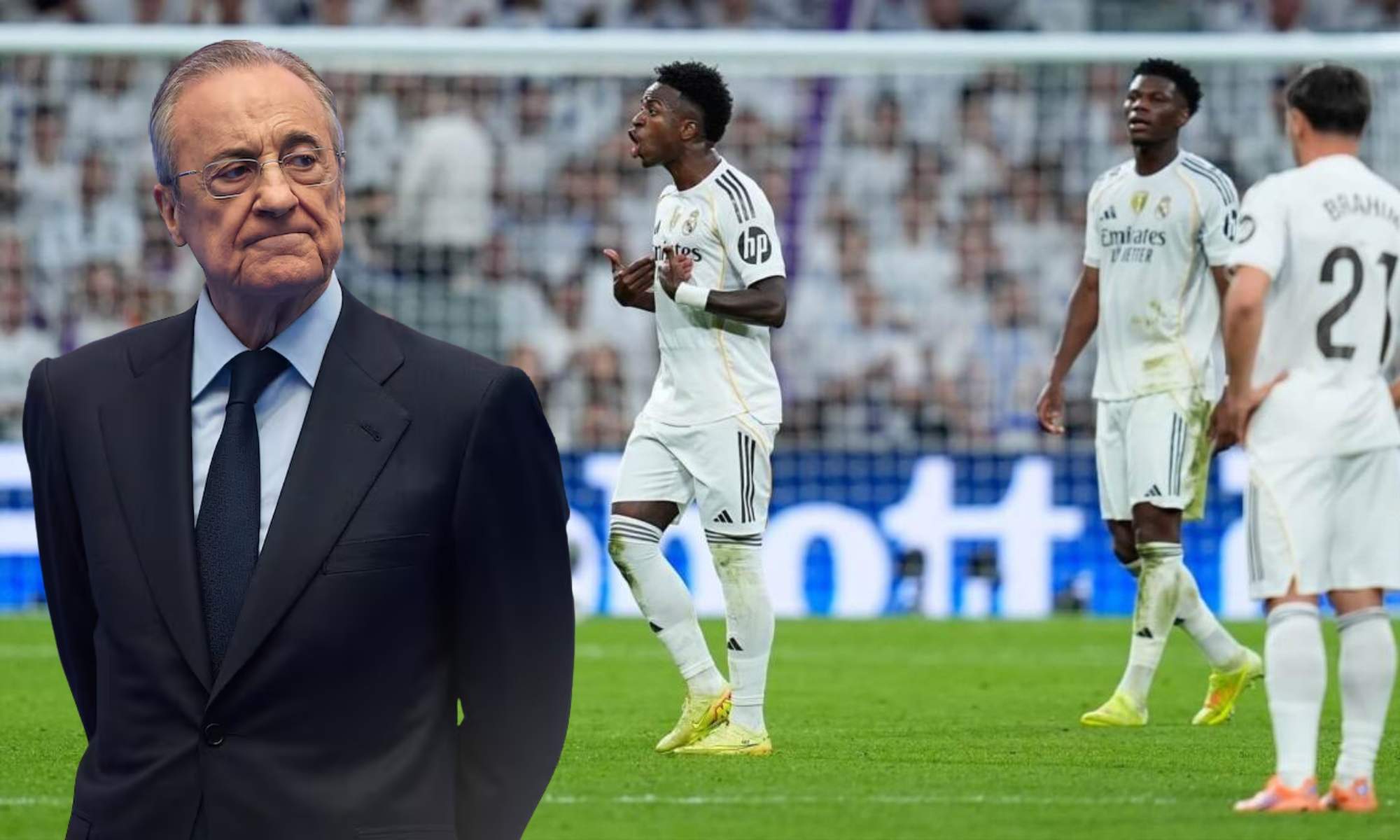 Florentino Pérez y Vinicius enfadado con su cambio Florentino Pérez y Vinicius enfadado con su cambio