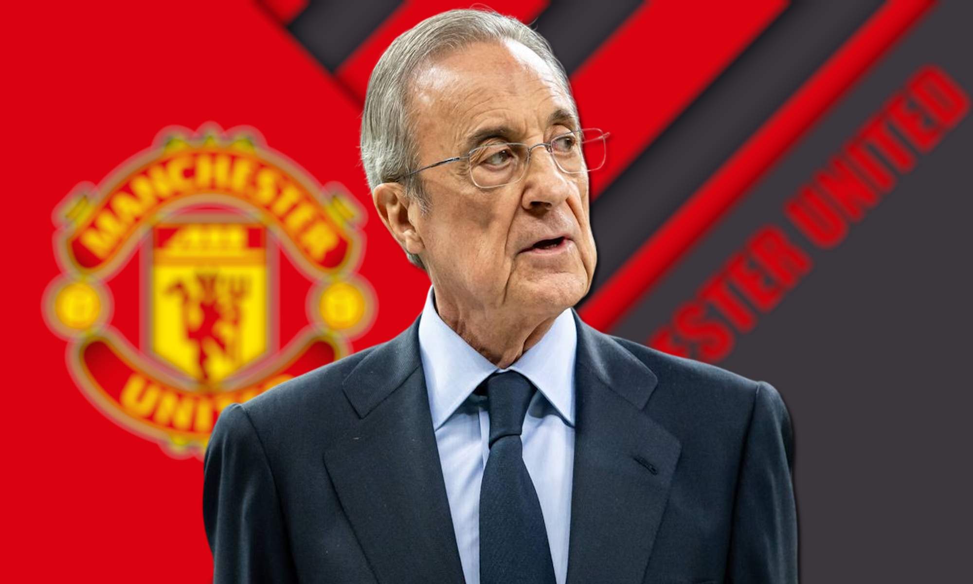Florentino Pérez y Manchester United de fondo Florentino Pérez y Manchester United de fondo