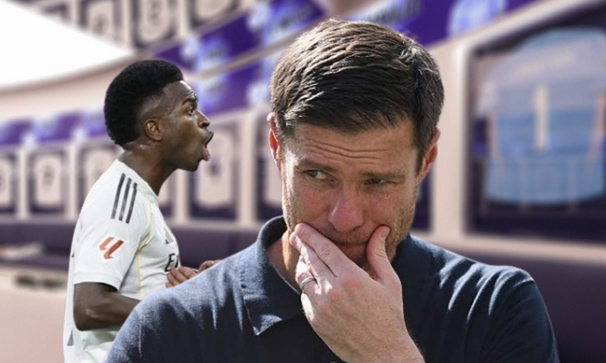 Xabi Alonso, Vinícius Júnior y el vestuario del Real Madrid.  Xabi Alonso, Vinícius Júnior y el vestuario del Real Madrid.