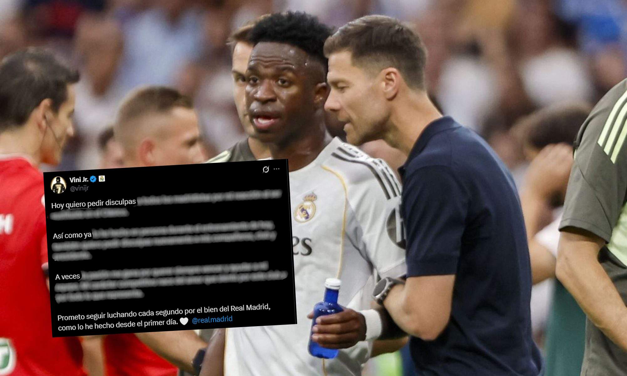 Vinicius con Xabi Alonso y texto en redes Vinicius con Xabi Alonso y texto en redes