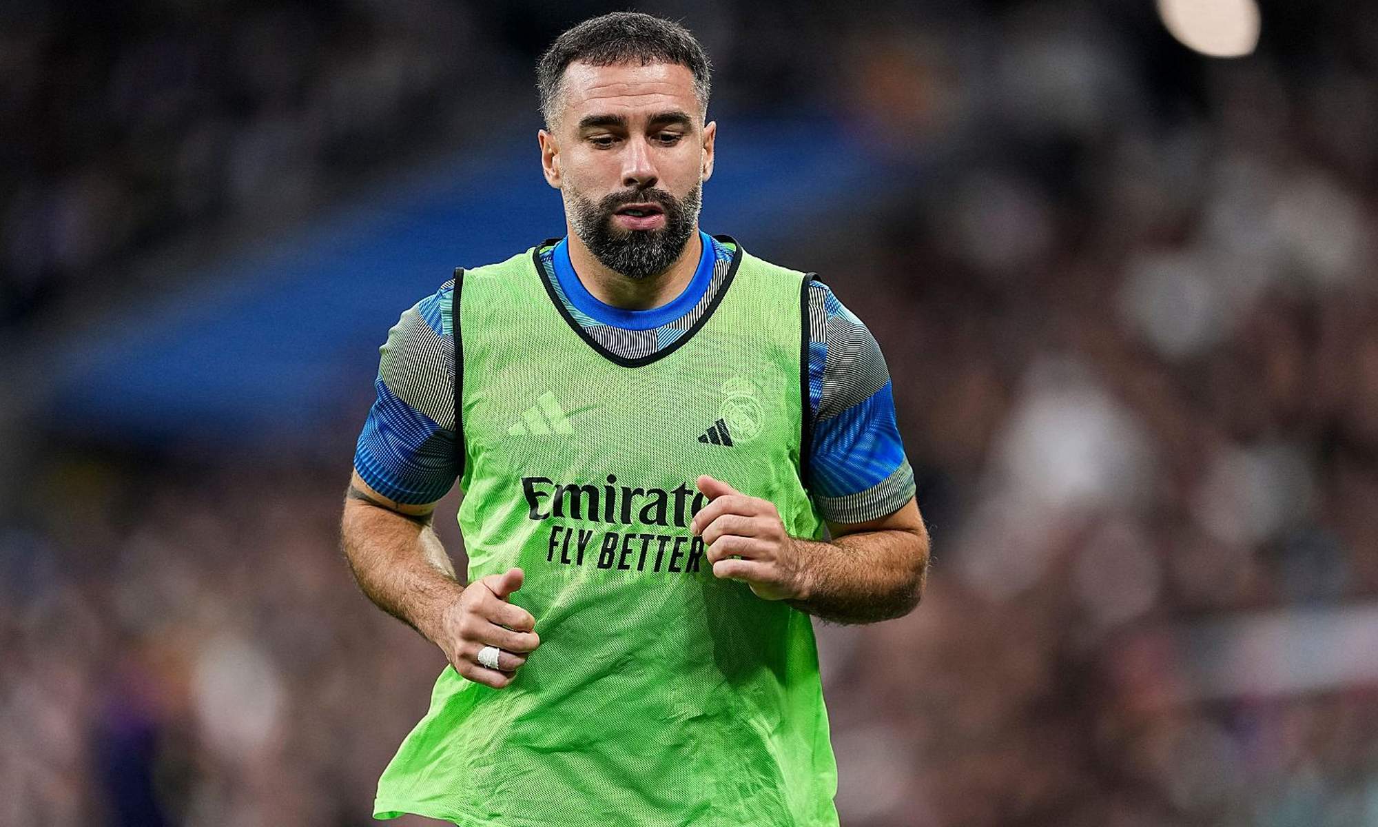 Dani Carvajal durante un calentamiento con el Real Madrid. Dani Carvajal durante un calentamiento con el Real Madrid.