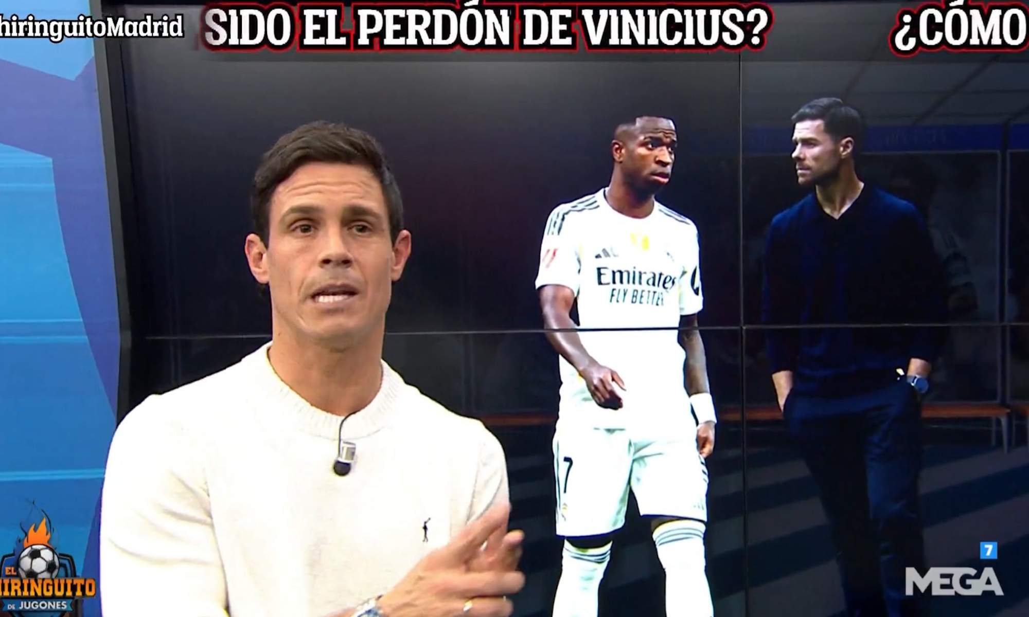 Edu Aguirre con Xabi Alonso y Vinicius en el Chiringuito