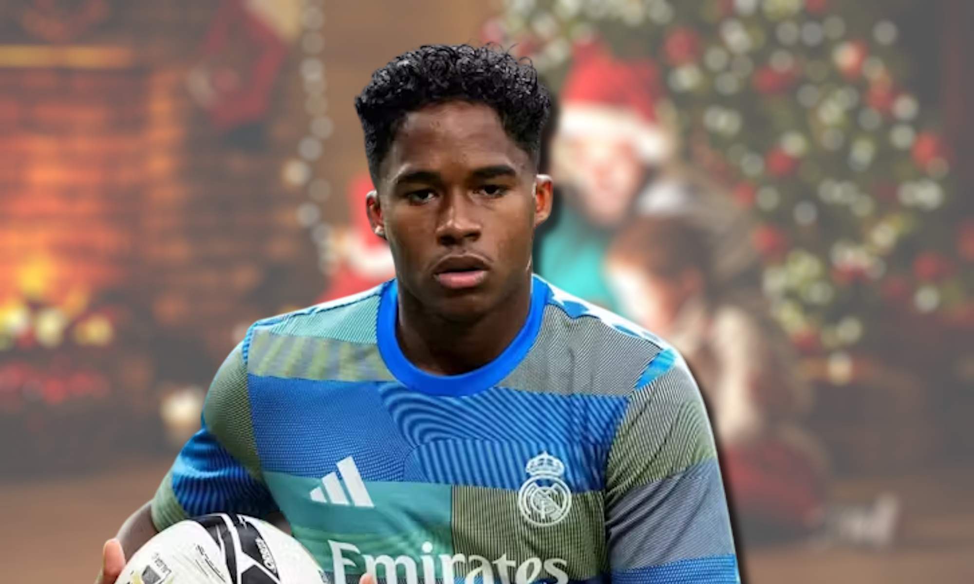 Endrick con fondo de navidad Endrick con fondo de navidad