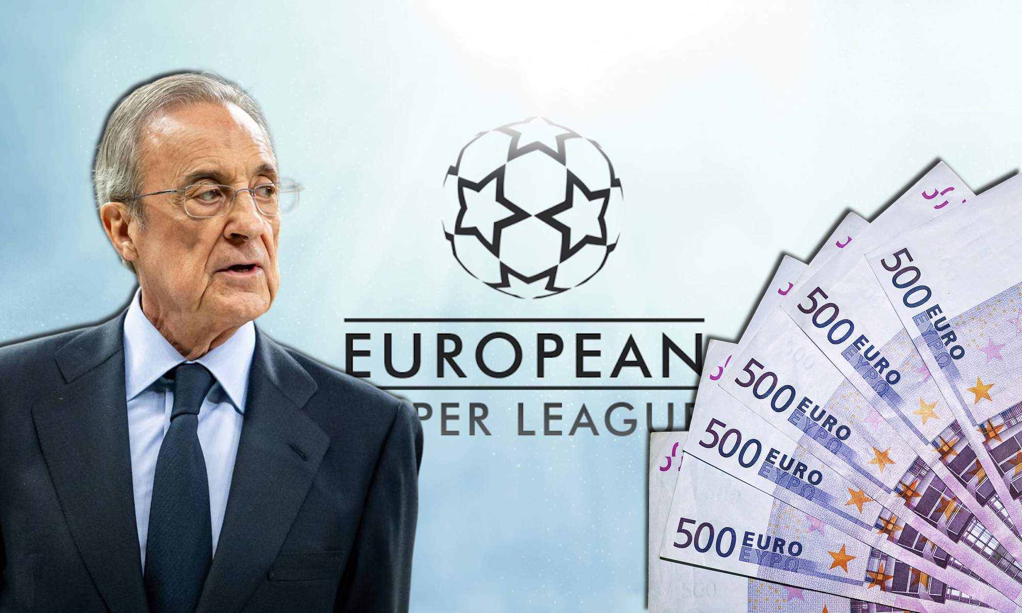 Logo Superliga con Florentino Pérez y dinero