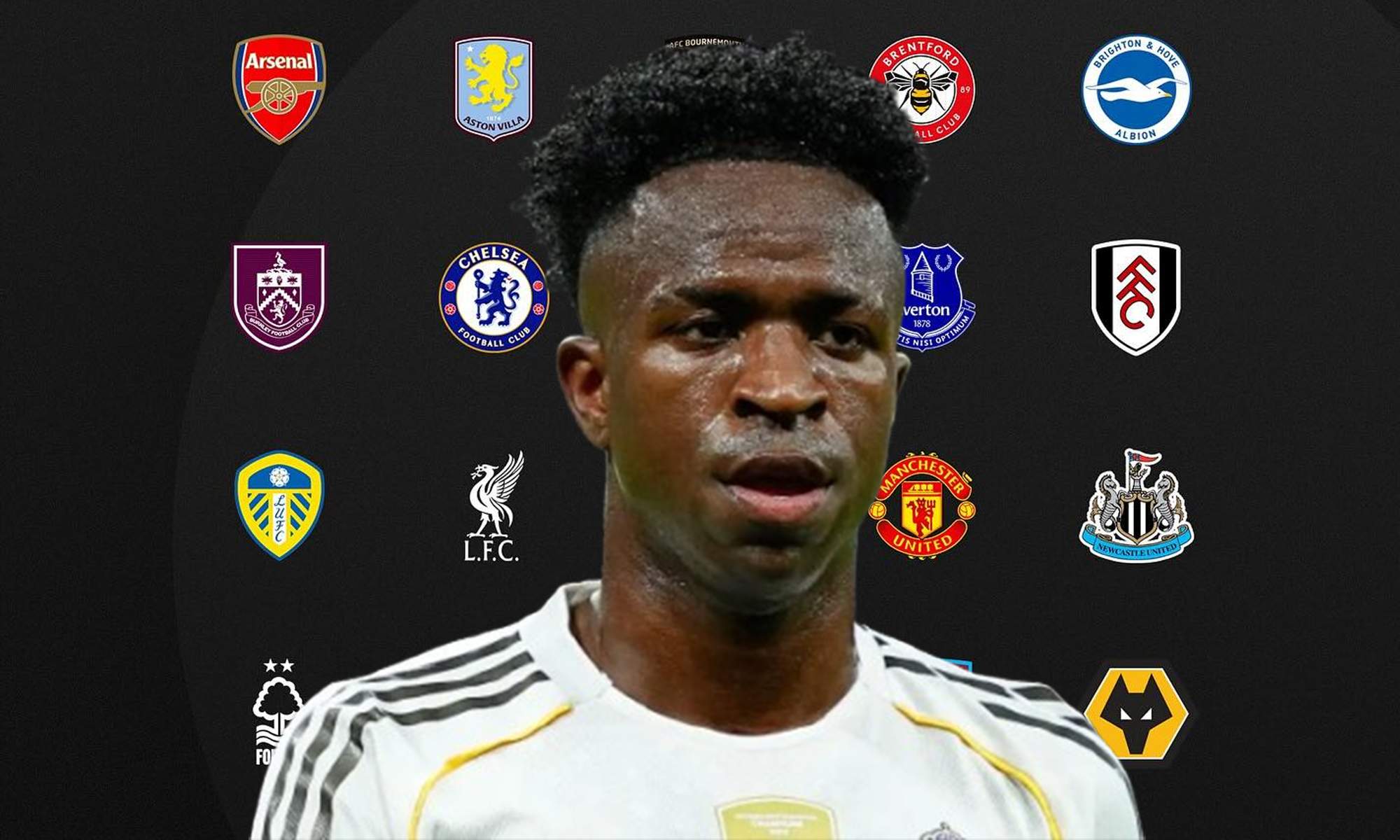 Vinícius Júnior y los clubes de la Premier League.  Vinícius Júnior y los clubes de la Premier League.