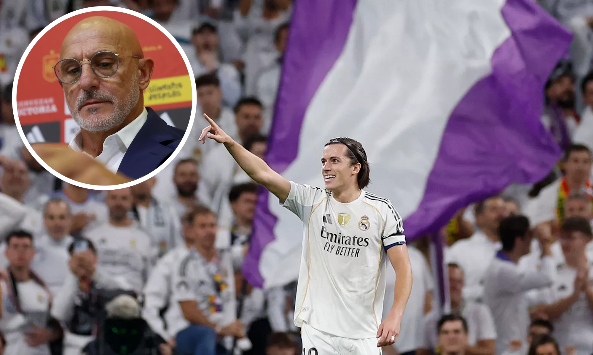 Álvaro Carreras señalando a Luis De La Fuente en círculo