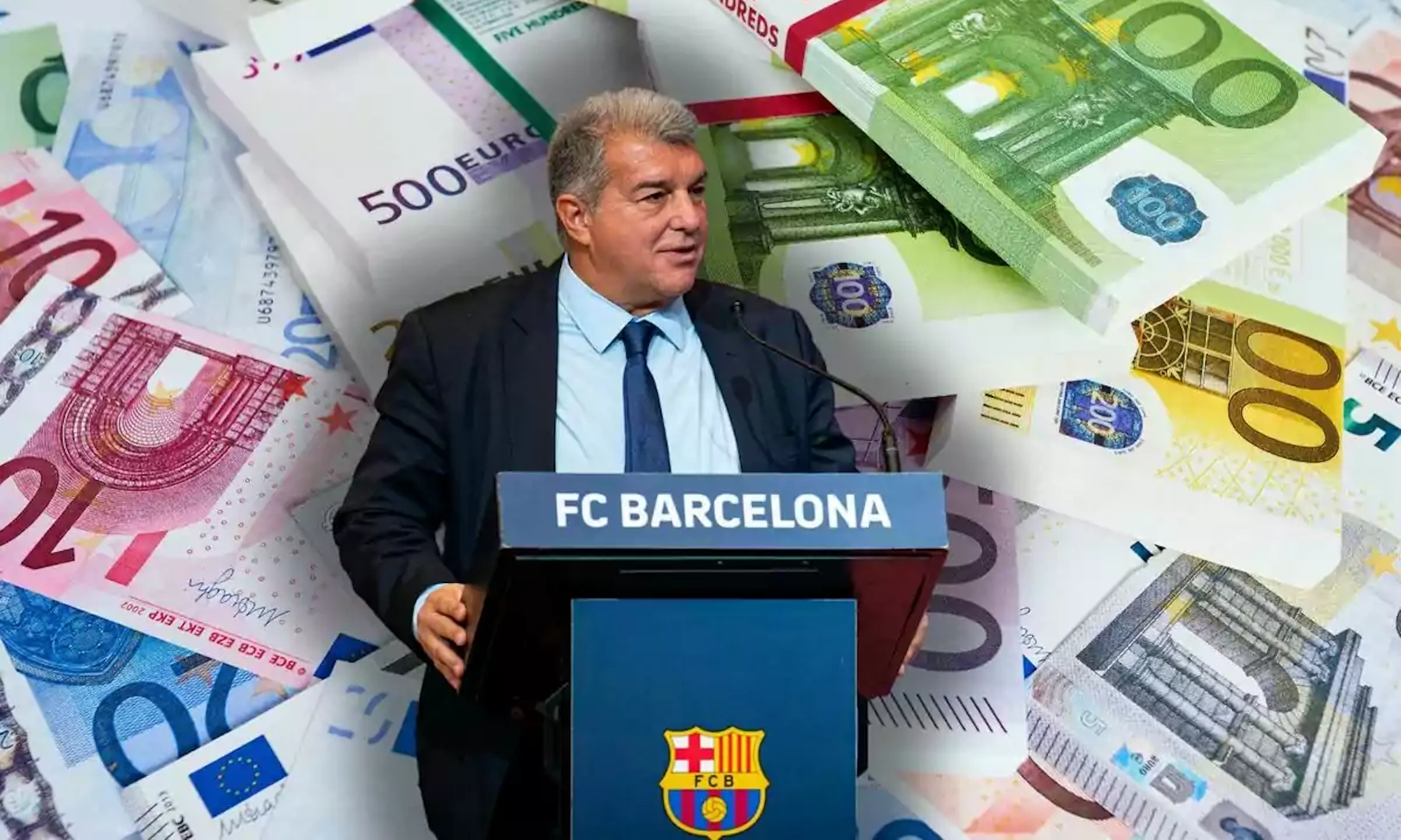 Joan Laporta con dinero de fondo