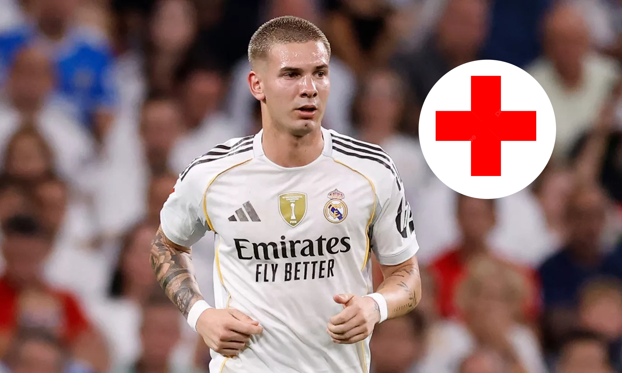 Franco Mastantuono y símbolo lesión