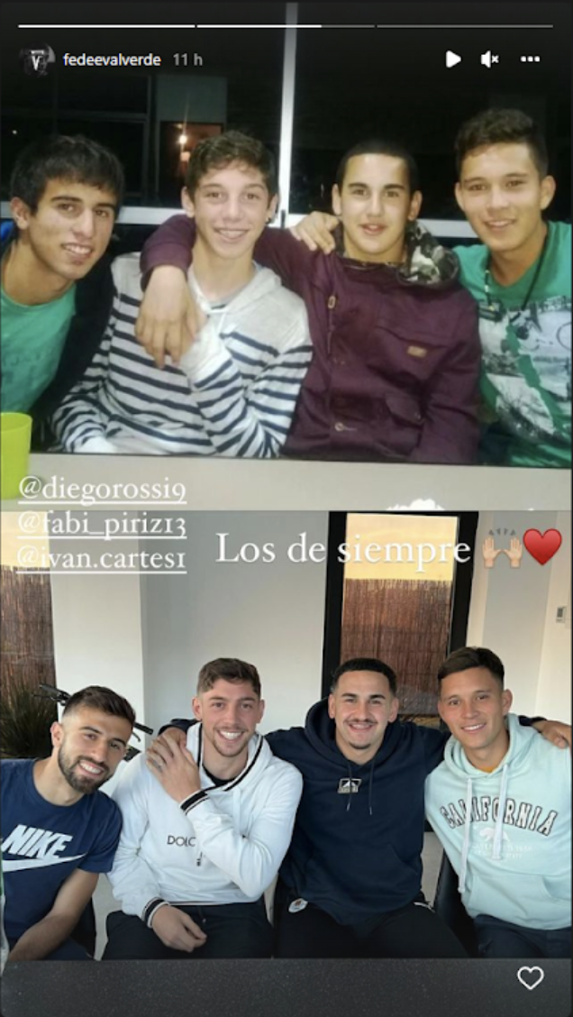 La foto que compartió Fede Valverde en redes sociales La foto que compartió Fede Valverde en redes sociales