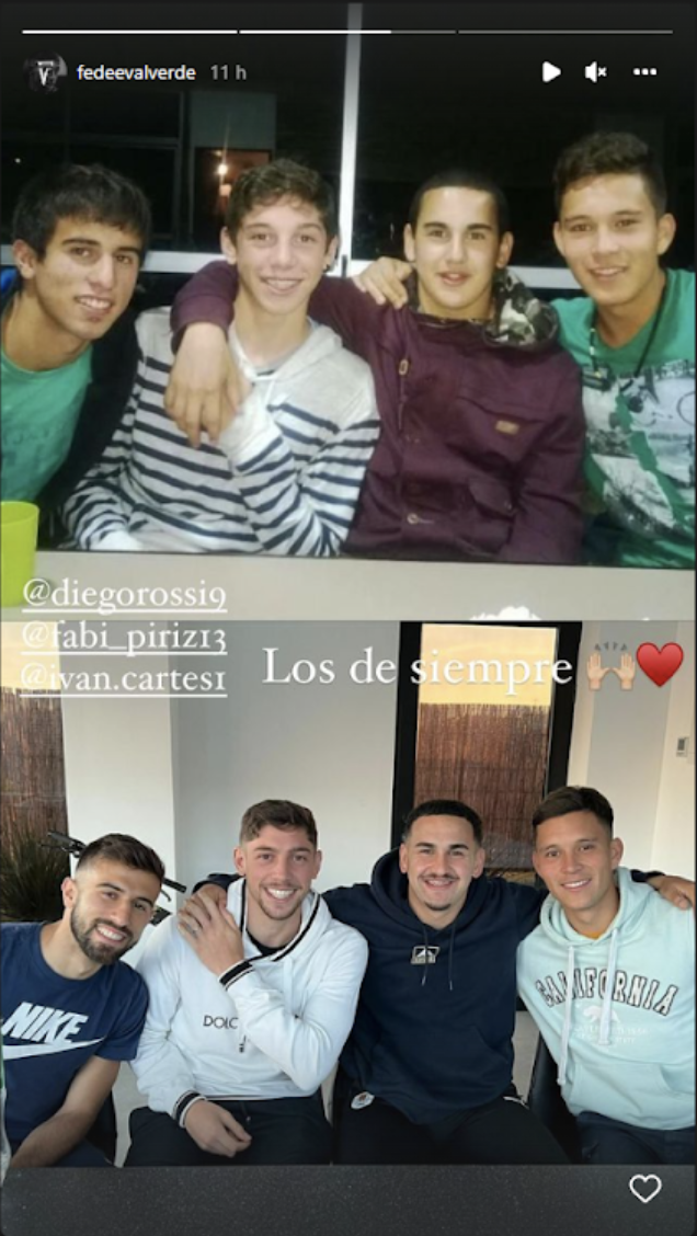 La foto que compartió Fede Valverde en redes sociales