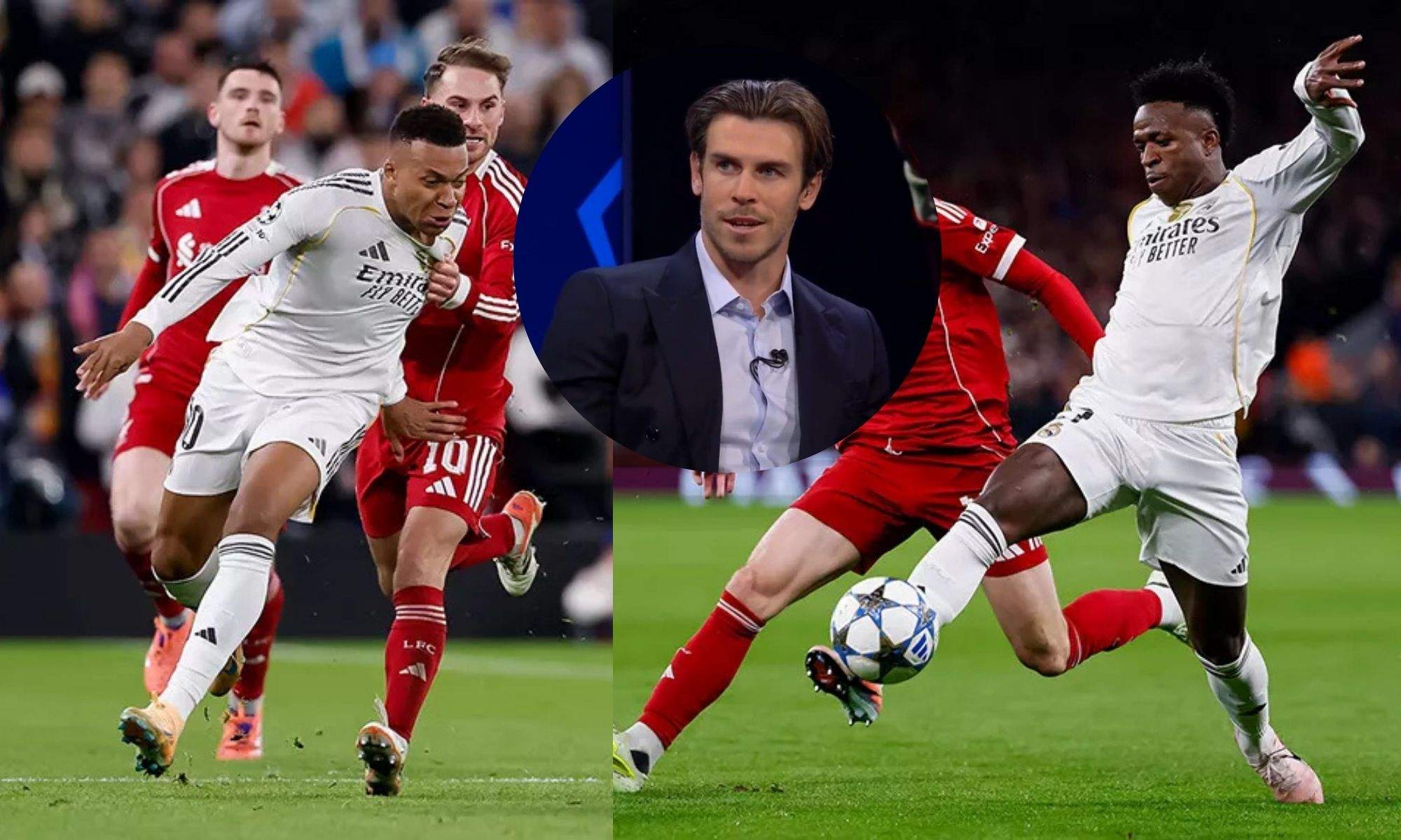 Bale junto a Vinicius y Mbappé en Anfield