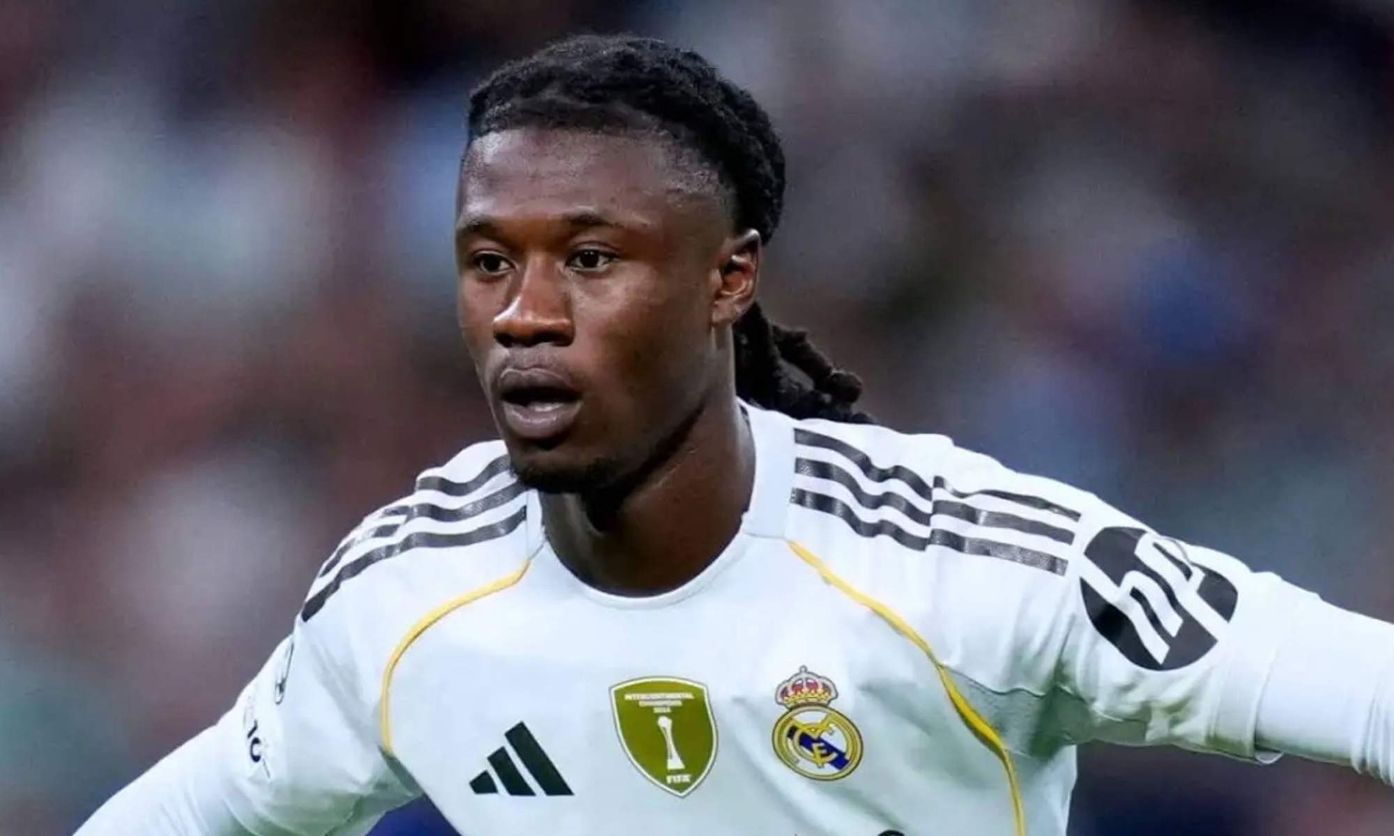 Eduardo Camavinga jugando un partido con el Real Madrid.