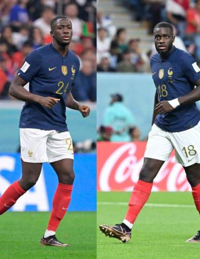 Konaté y Upamecano jugando con Francia. Konaté y Upamecano jugando con Francia.