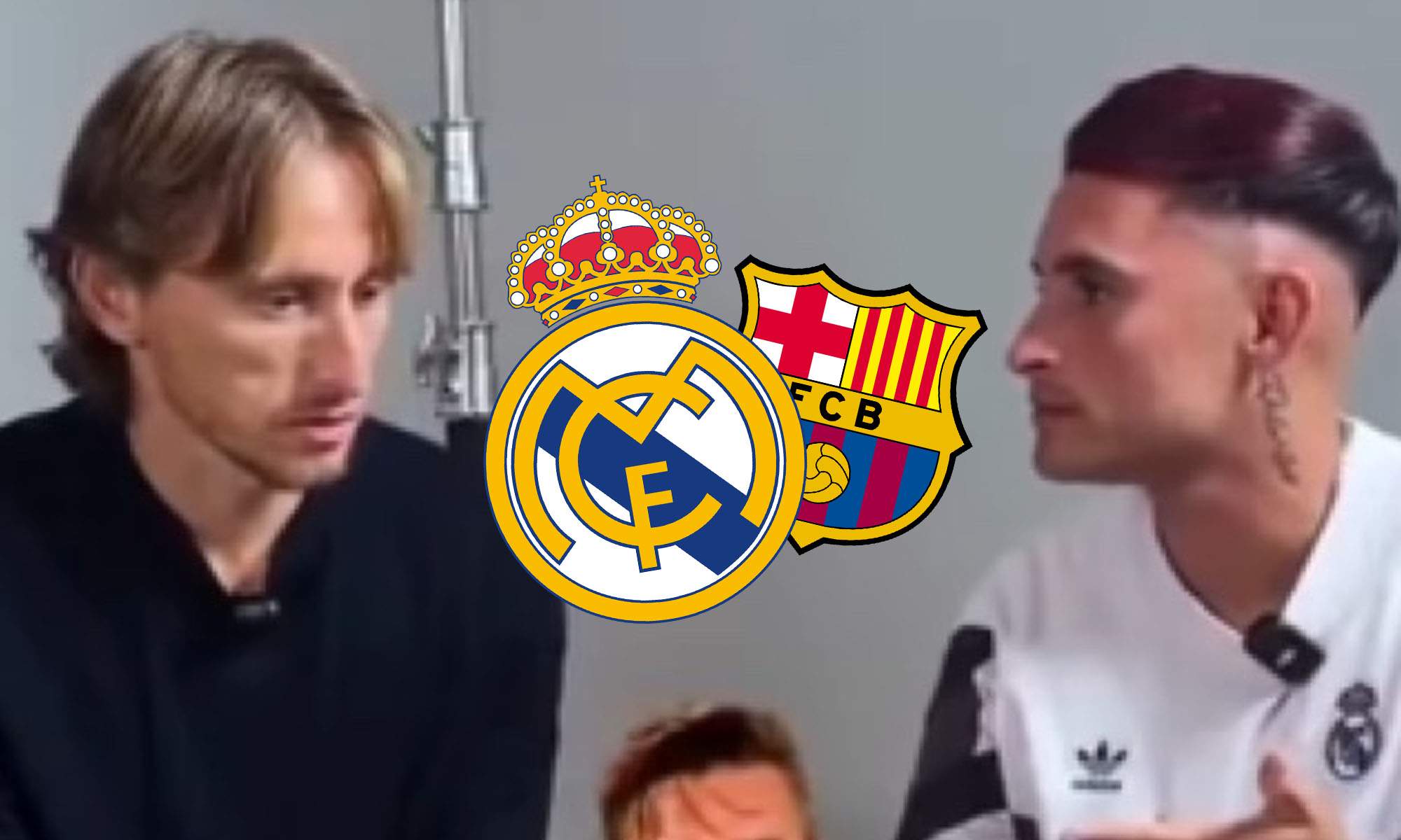 Modric dando su TOP 5 con escudos Real Madrid y Barcelona