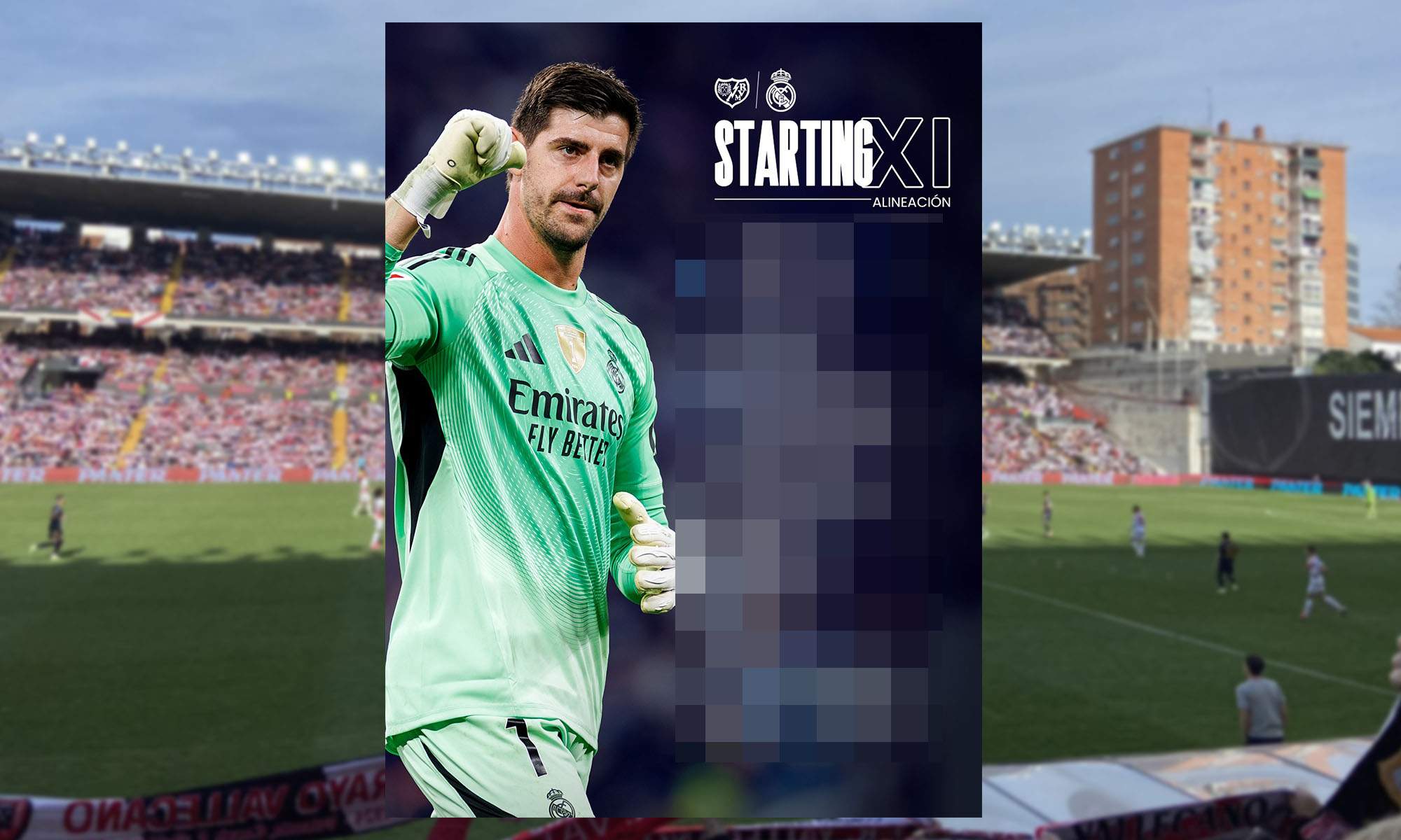 XI contra el Rayo Vallecano de incognito con fondo de Vallecas