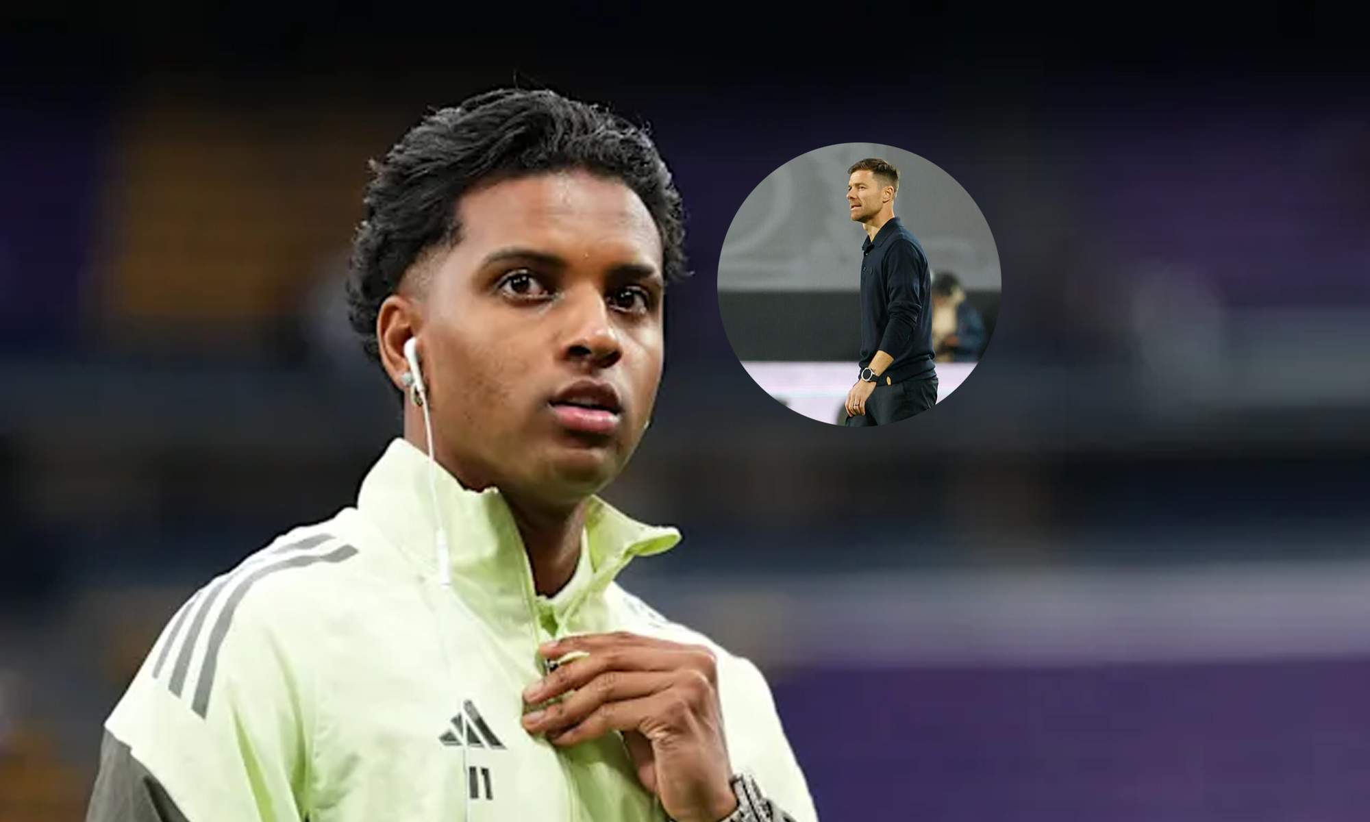 Rodrygo Goes y una foto de Xabi Alonso. 