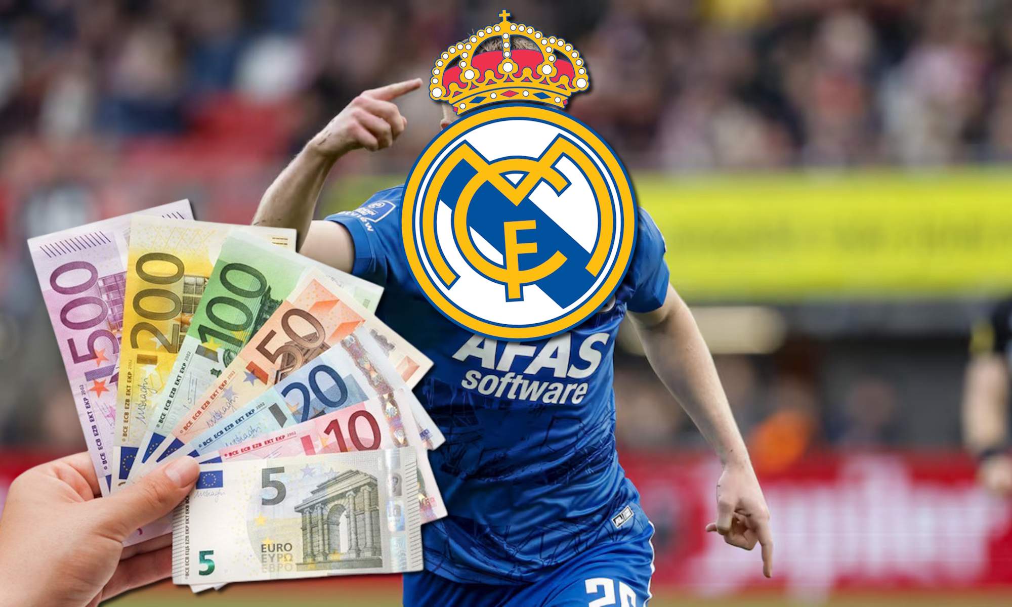 Jugador tapado por escudo Real Madrid y dinero