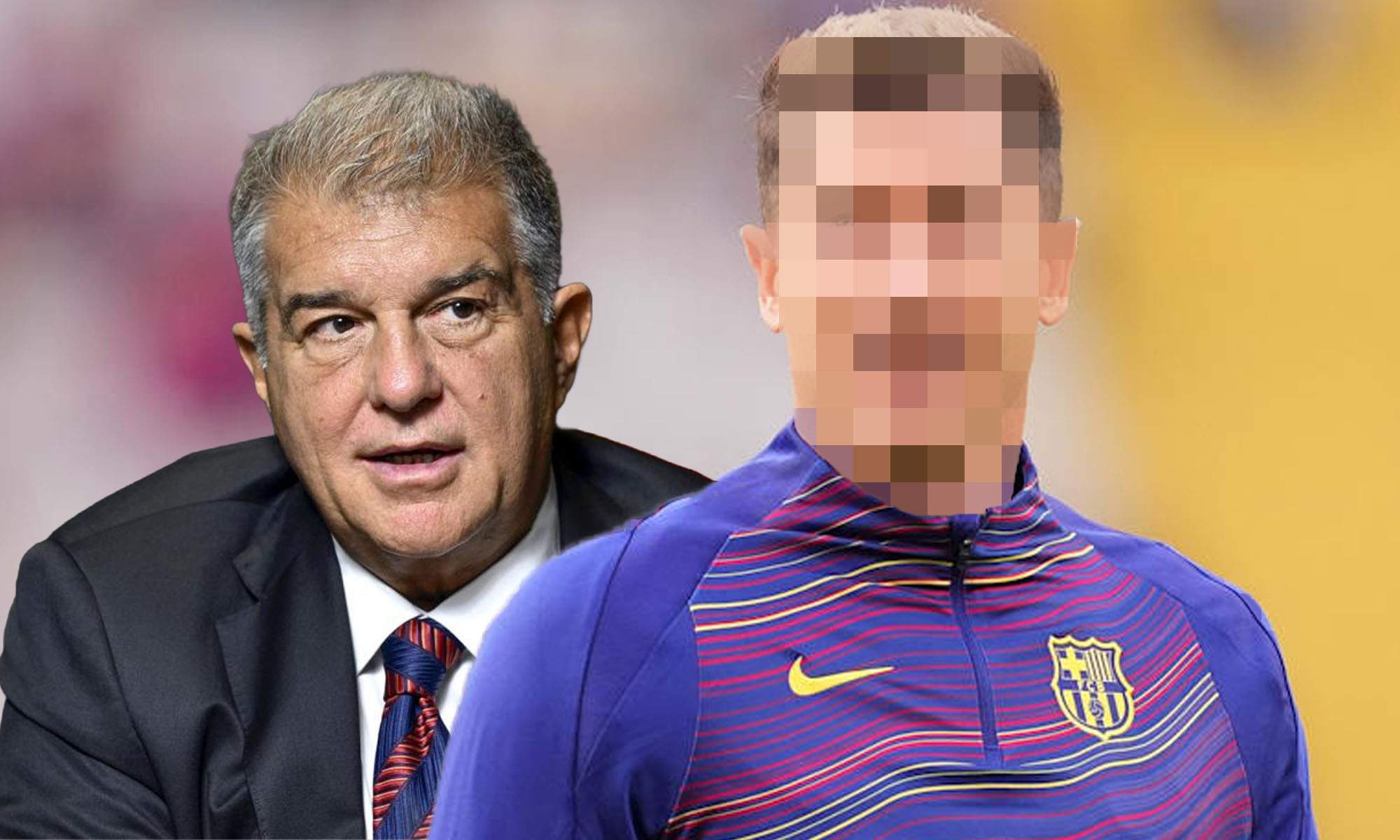 Laporta serio con jugador del Barça de incógnito