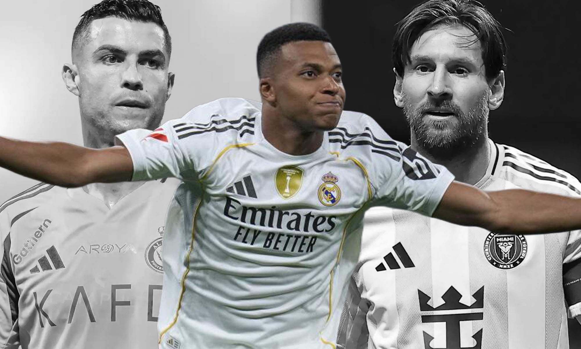 Mbappé con Cristiano Ronaldo y Messi en BN