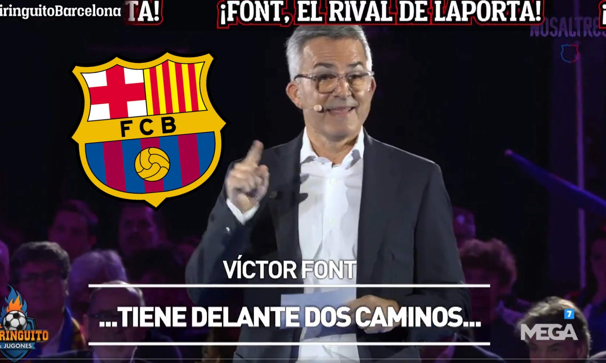 Víctor Font y escudo del Barça
