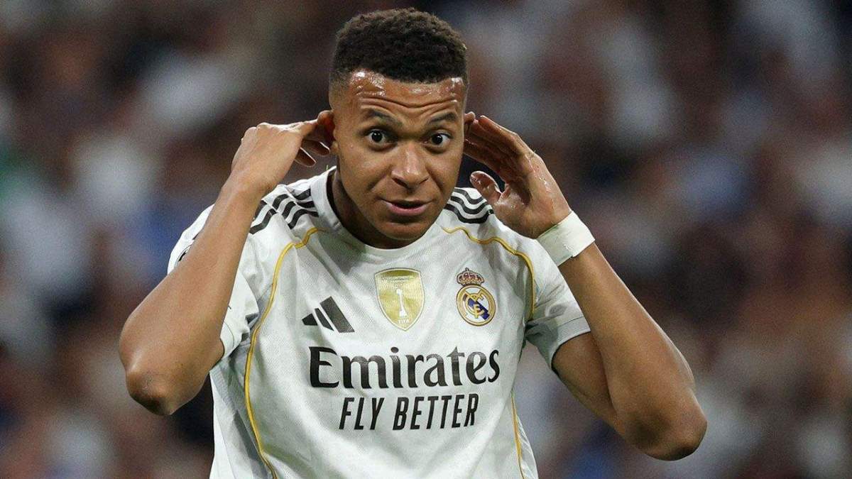 Kylian Mbappé en un partido del Real Madrid. Kylian Mbappé en un partido del Real Madrid.