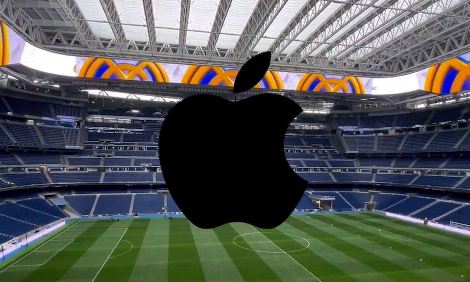 El logo de Apple y el Santiago Bernabéu.