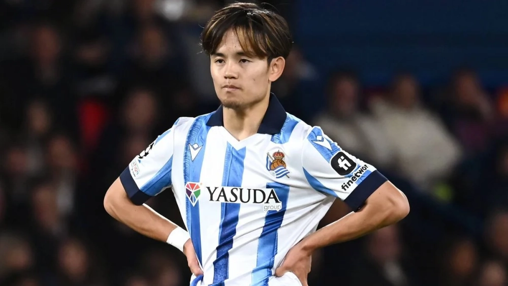 Takefusa Kubo durante un partido de la Real Sociedad
