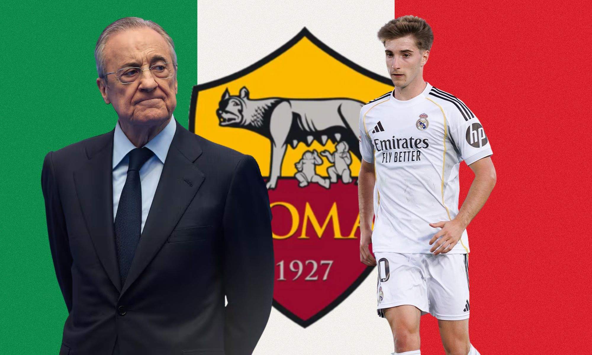 Florentino y César Palacios sobre el escudo de la Roma