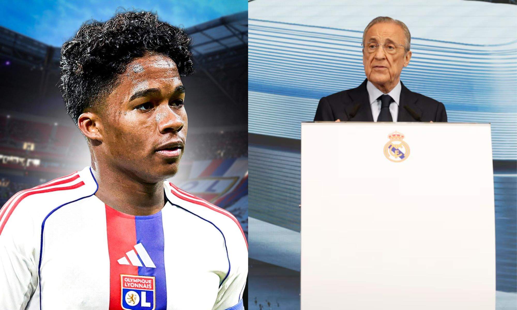 Endrick vestido del Lyon y Florentino Pérez