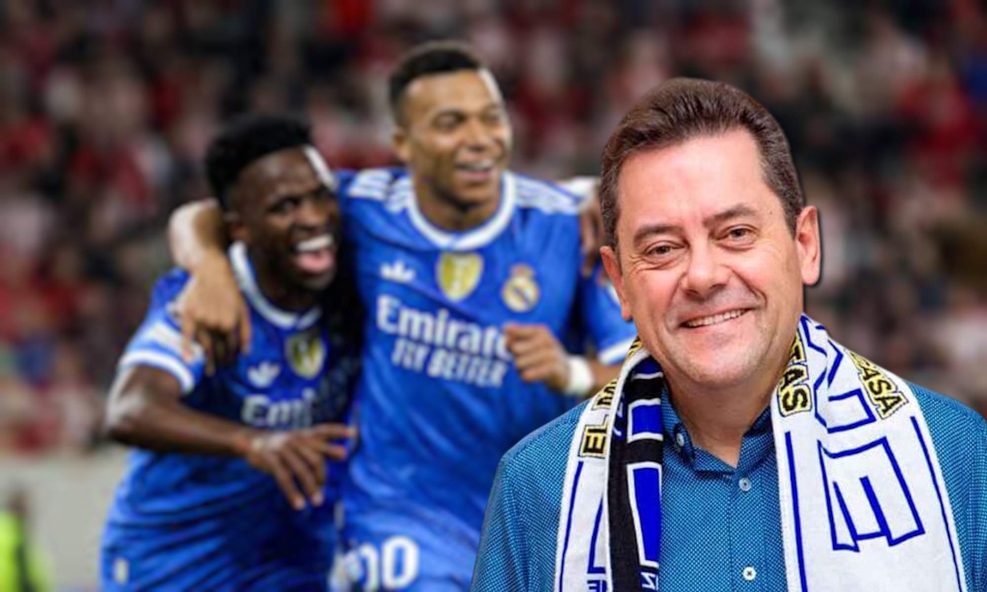 Tomás Roncero contento con Vinicius y Mbappé de fondo