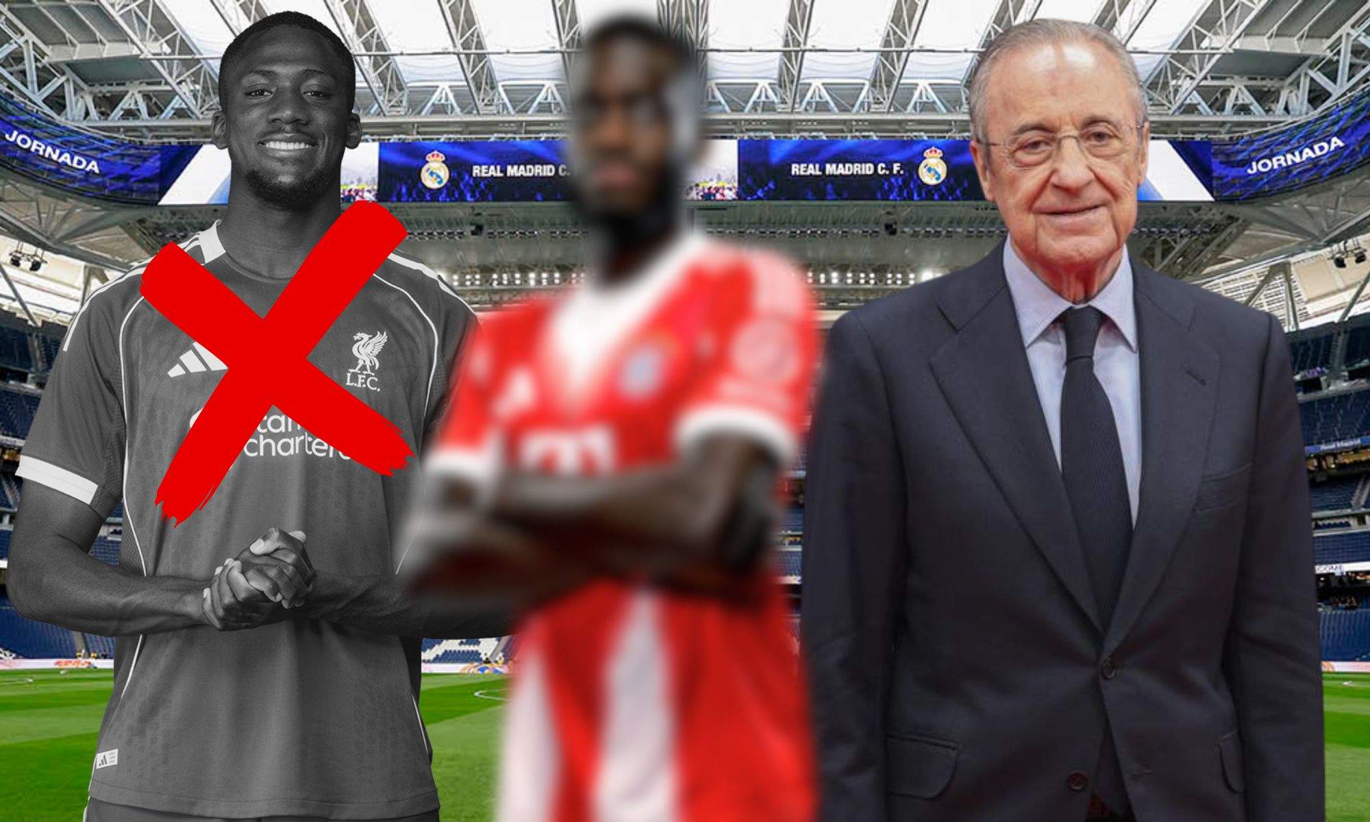 Florentino Pérez con Konaté tachado y Upamecano difuminado