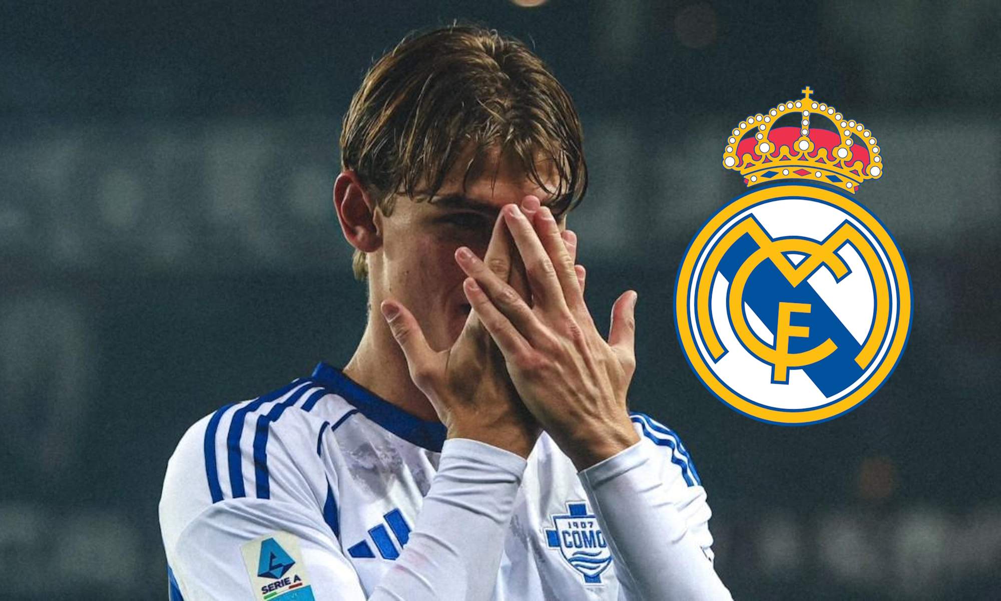 Nico Paz y escudo del Real Madrid