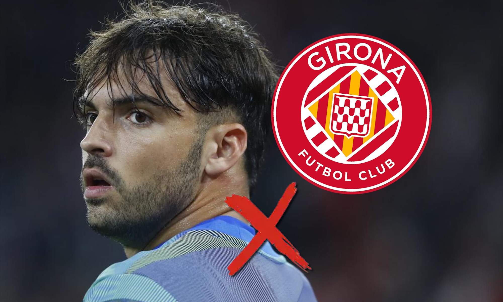 Asencio, escudo del Girona y cruz roja