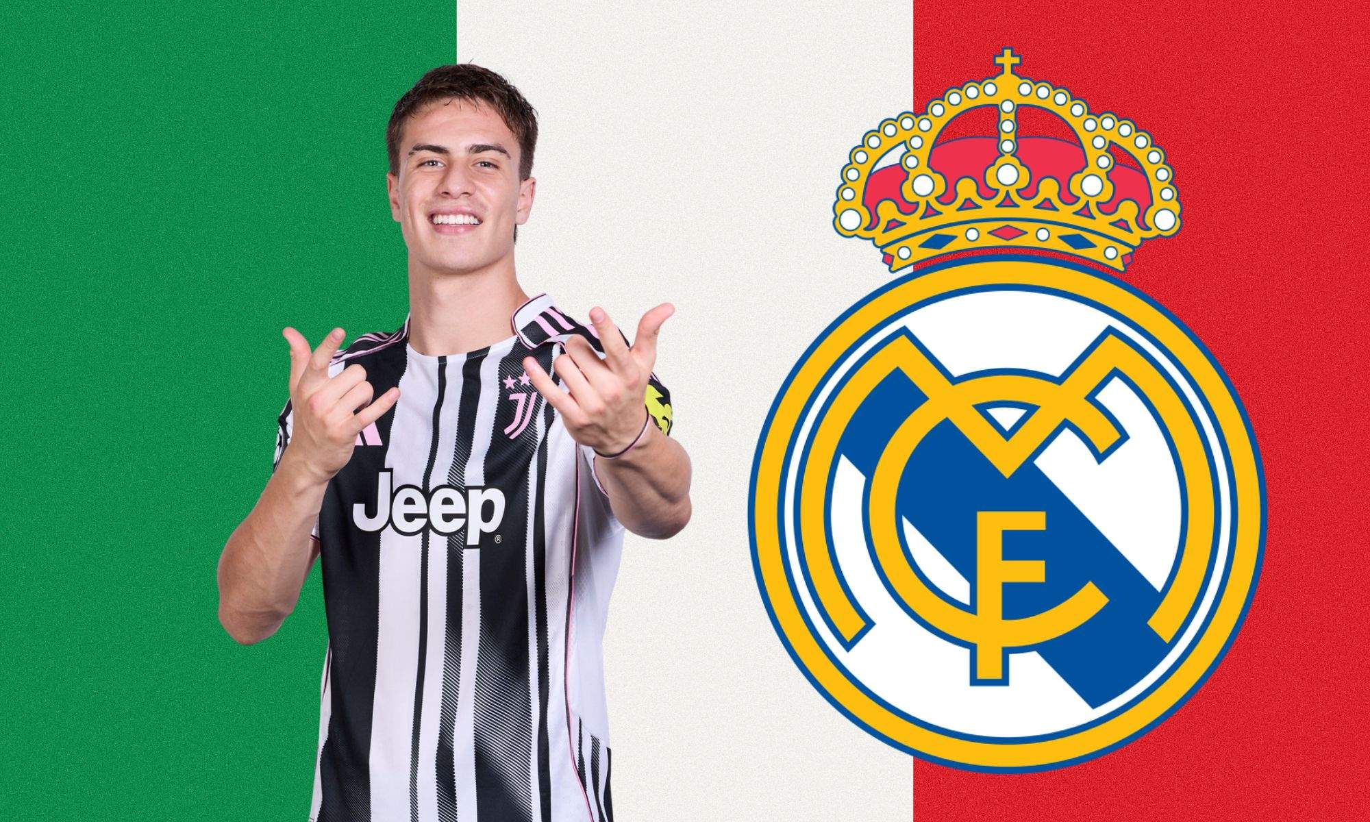 Yildiz y Real Madrid sobre la bandera de Italia