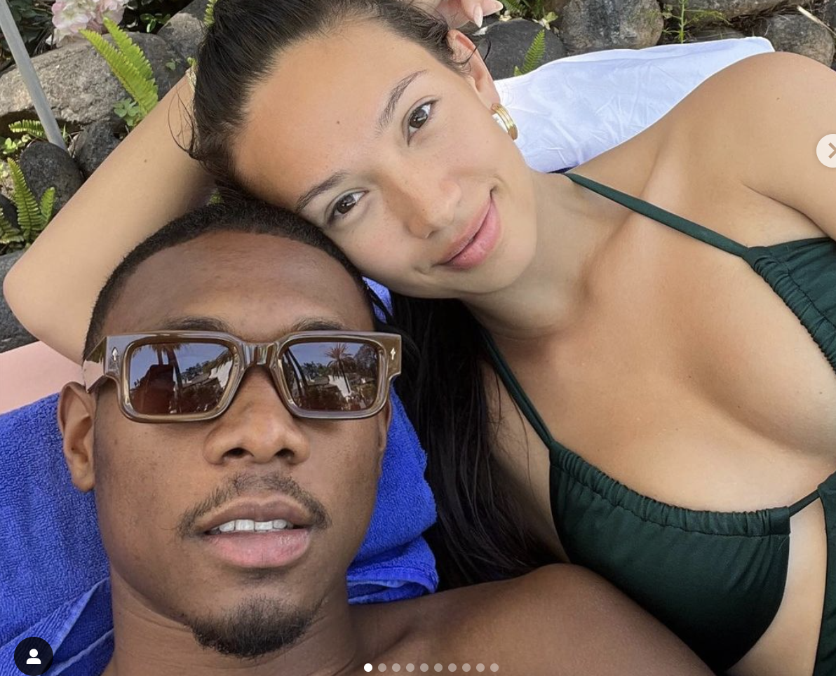 David Alaba y Shalimar Hepner durante sus vacaciones