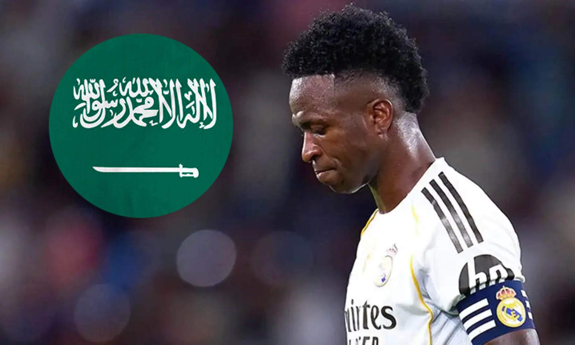 Vinicius y bandera de Arabia