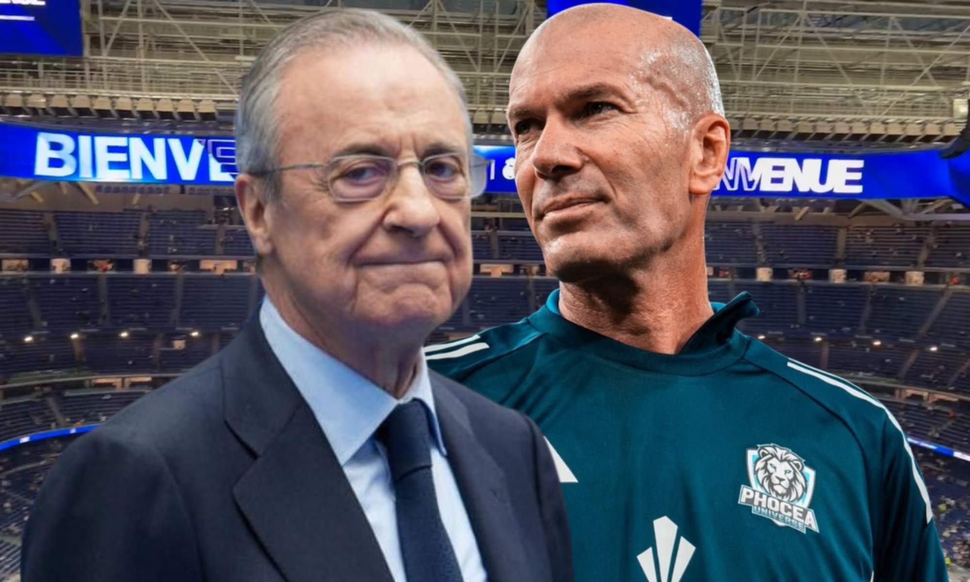Florentino Pérez. con ganas de darle el Real Madrid a Zinedine Zidane