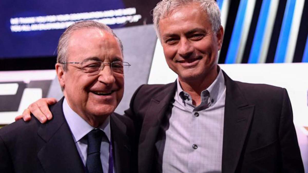 José Mourinho junto a Florentino Pérez