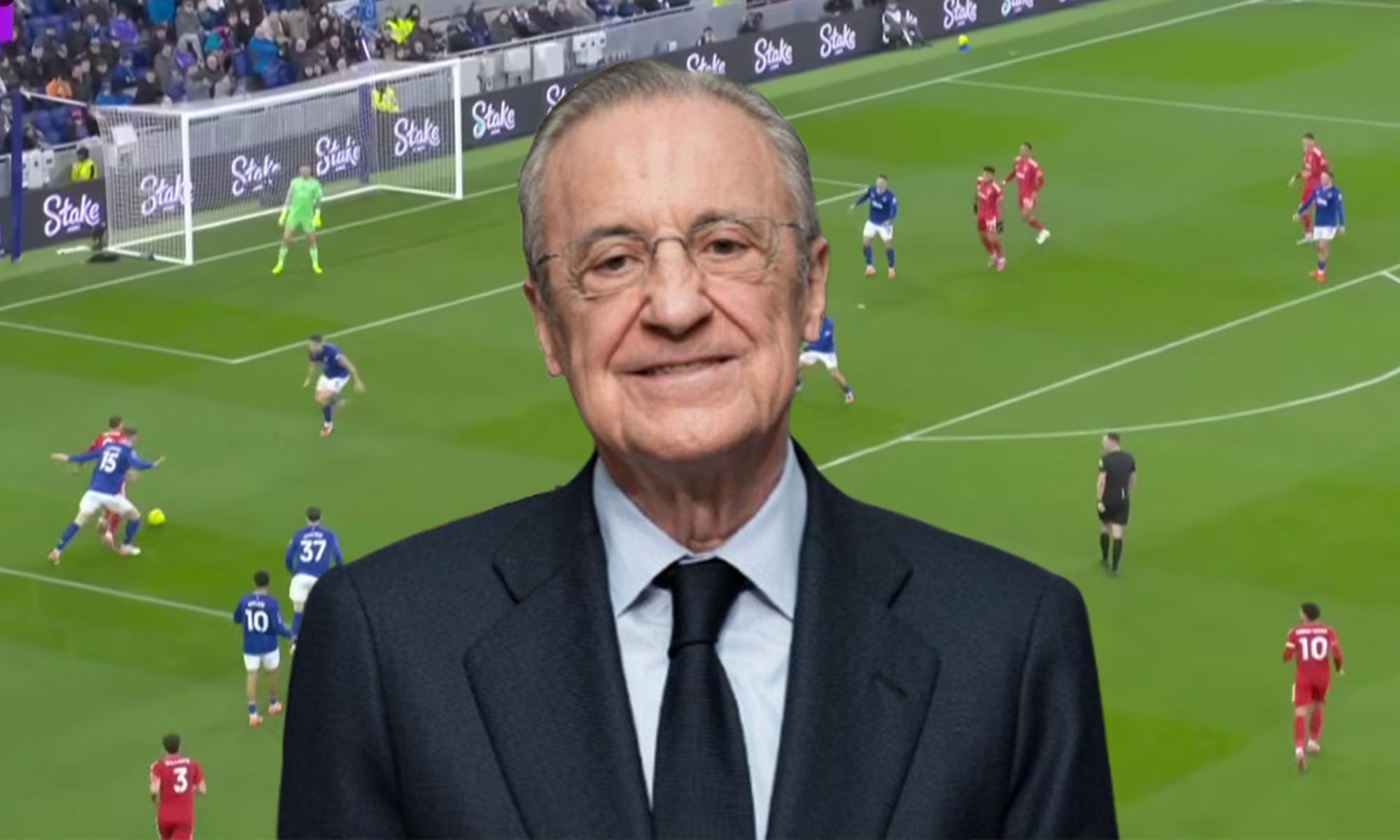 Florentino Pérez y una captura del Everton y el Nottingham Forest. 