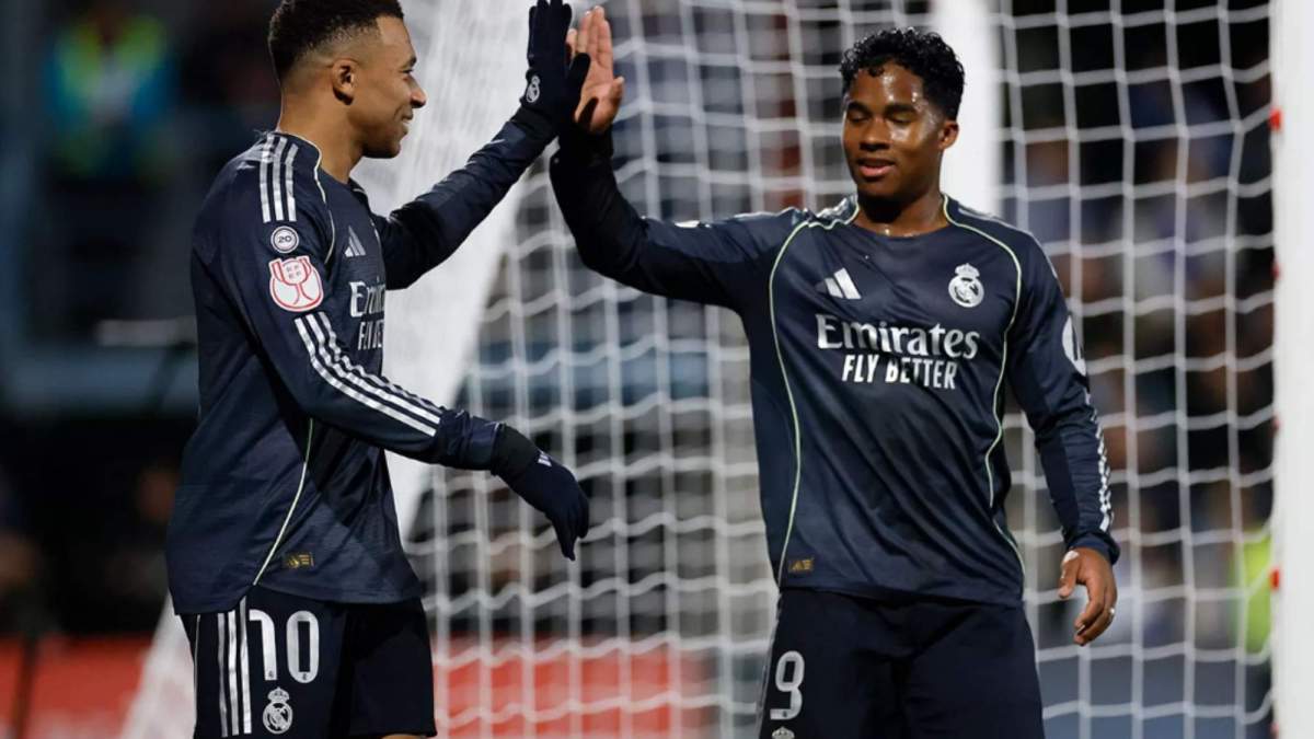 Endrick y Mbappé celebrando un gol en Talavera Endrick y Mbappé celebrando un gol en Talavera